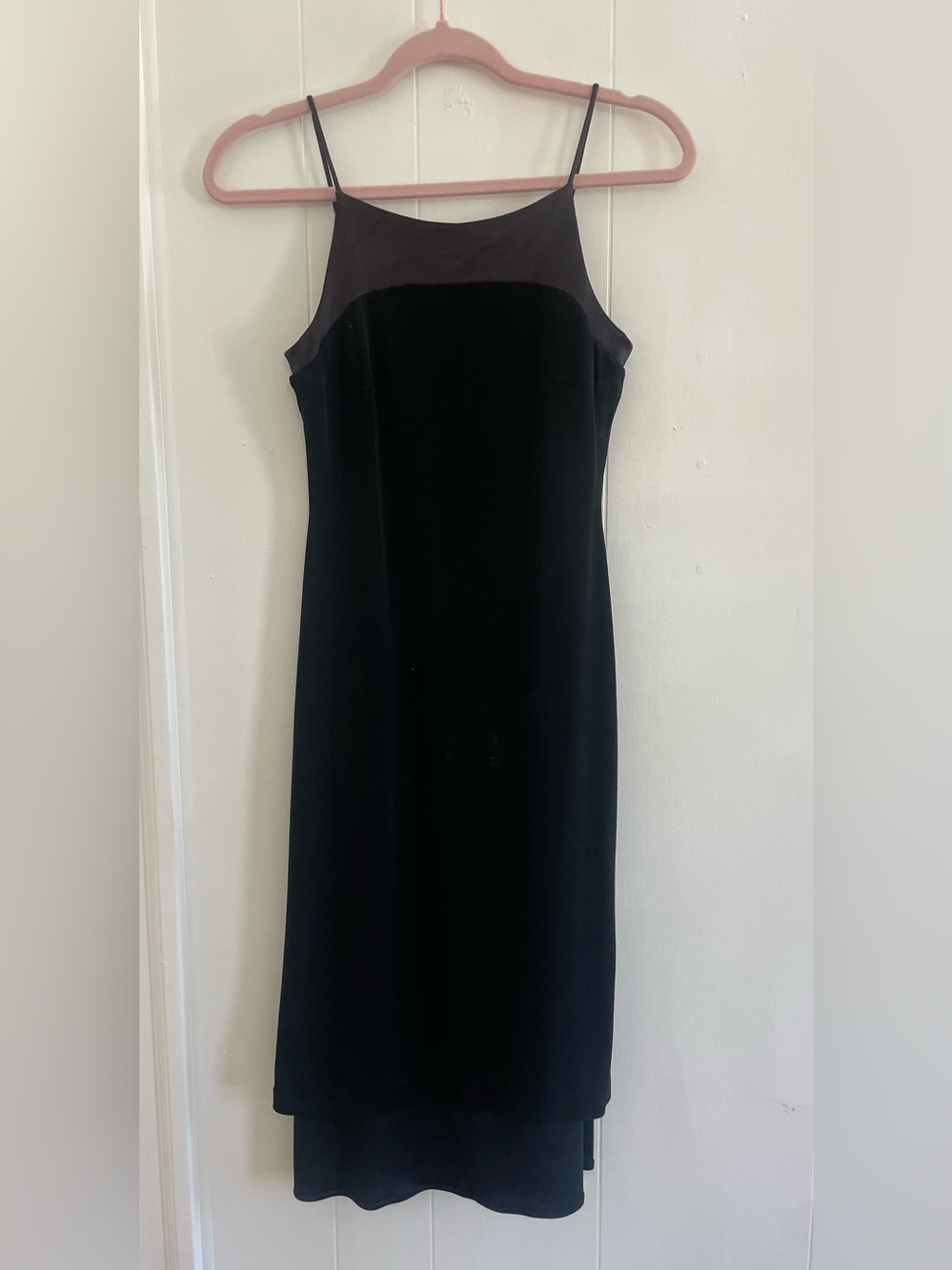 Black Satin-Trim Dress